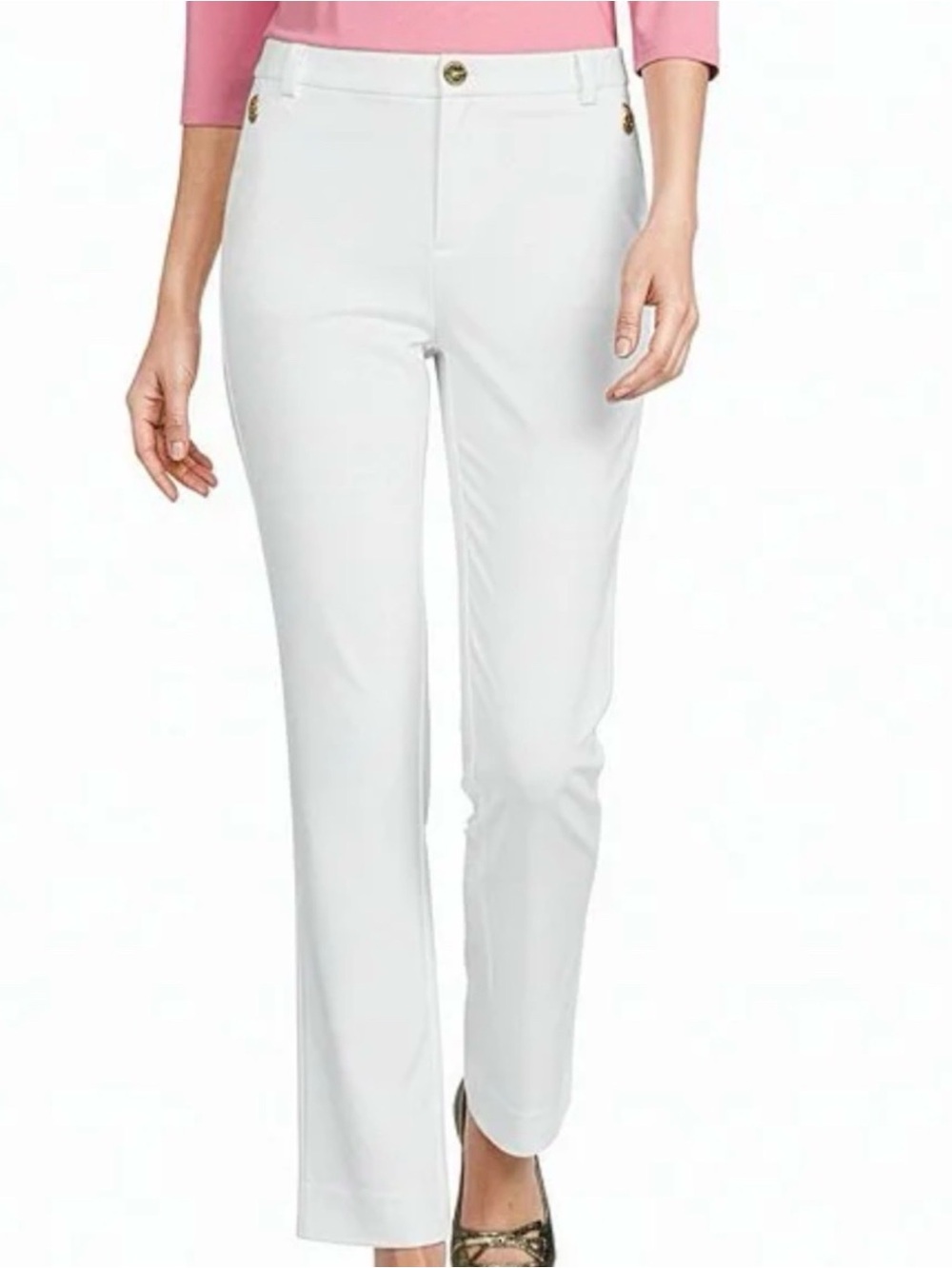 Lilly Pulitzer Ana Women's White Straight-Leg Dress Casual Pants